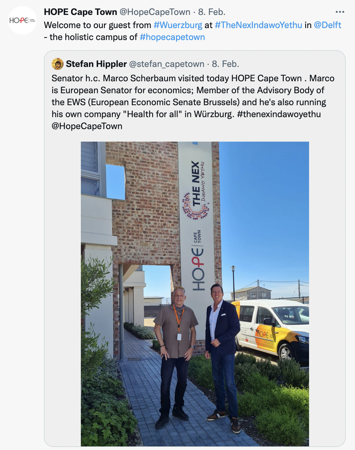 HOPE Capetown Twitter_Senator Scherbaum zu Besuch HEALTH FOR ALL