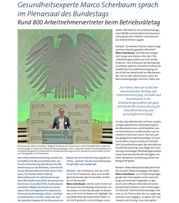 Klartext-Interview „Gesundheitsexperte Marco Scherbaum sprach im Plenarsaal des Bundestags“